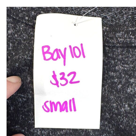 Byron Bay Small Long Sleeve Heathered Navy Blue Dress High-Low Hem Elastic Waist - Picture 5 of 6